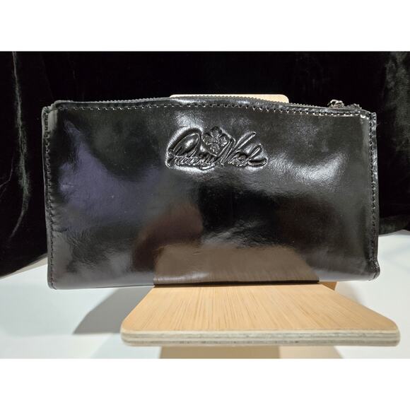 Patricia Nash Marene Floret Twist Lock Black Patent Leather Wallet NWT - Picture 1 of 6